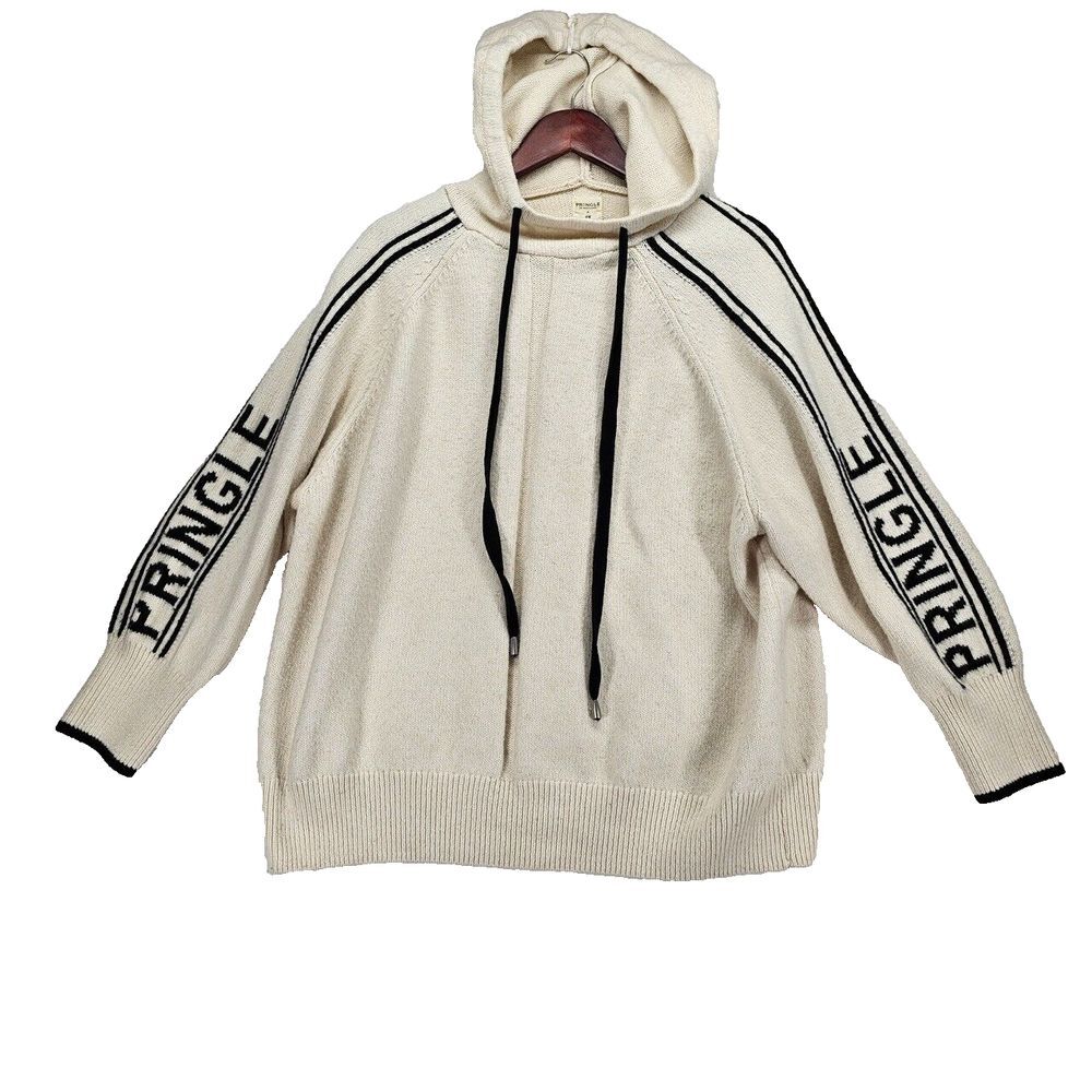 PRINGLE of Scotland x H&M Oversized Jumper Sweater Soft Knit Hoodie Cream Medium
